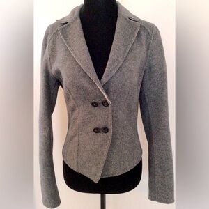 OLSEN Reversible Charcoal-Light Grey Cashmere Jacket 4 US